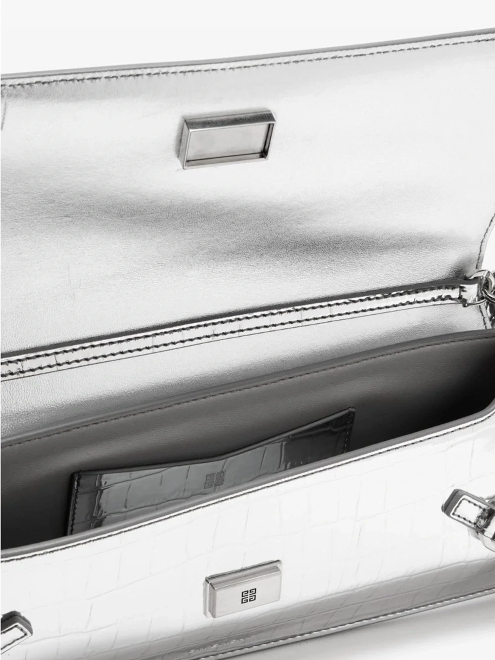 Givenchy Silver Croc-Effect Shoulder Clutch - Picture 3 of 5